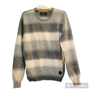 Buffalo David Bitton Men's Grey & White Crewneck Sweater | Men's Size M